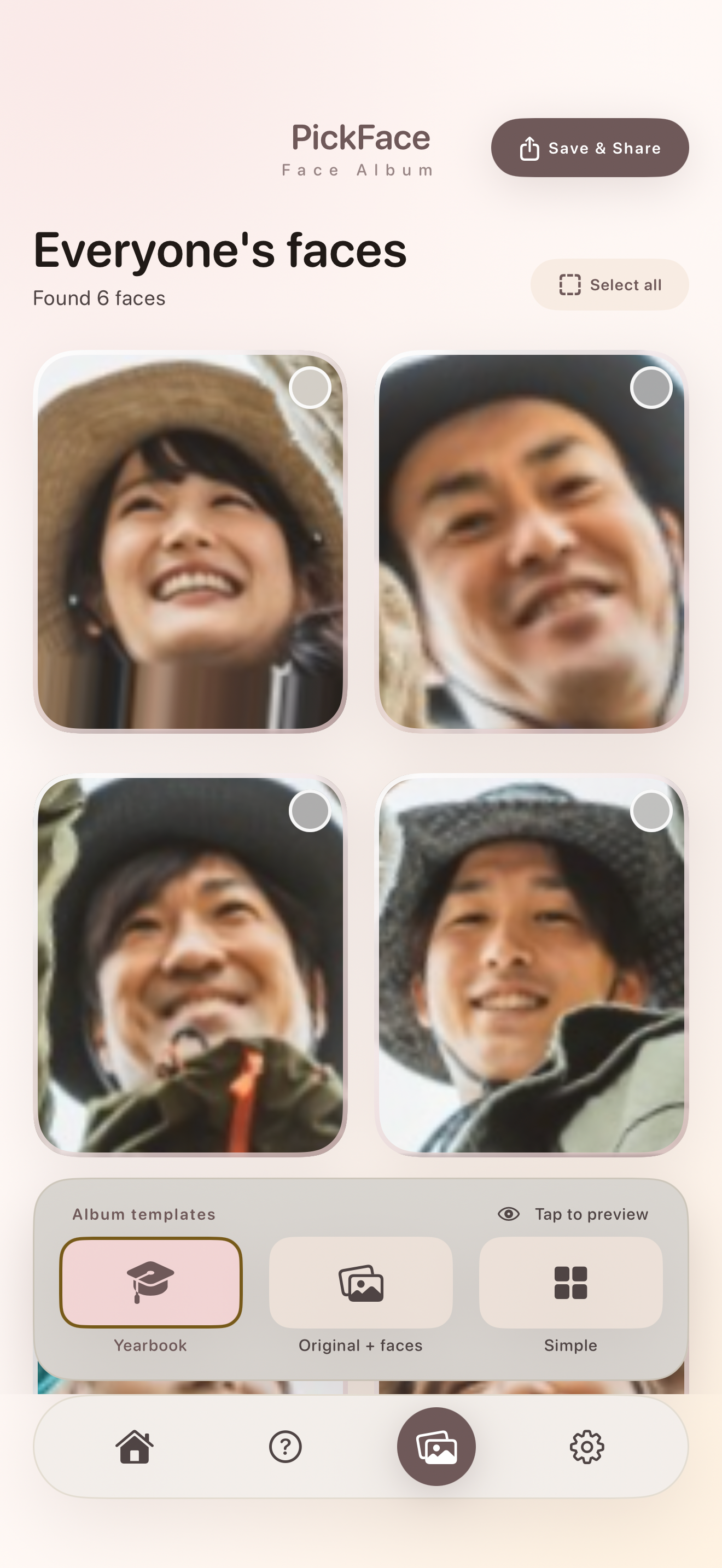 PickFace face grid